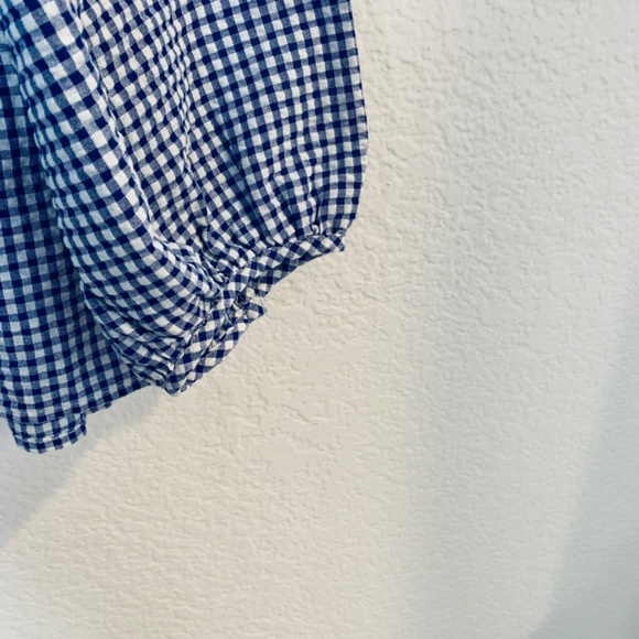 Old Navy Tiered Seersucker Long Sleeve Top XXL NEW Blue White Gingham Plaid NWT - Picture 7 of 12